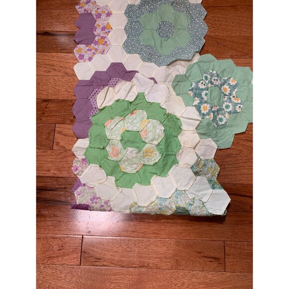 Vintage Handmade Patchwork Quilt Top 52"x17" - Picture 6 of 6